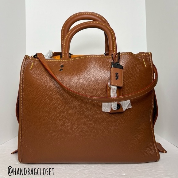 Coach LARGEST Rogue 36 Glovetanned Leather Top Handle Saddle Brown 54556 Bag - Picture 12 of 16